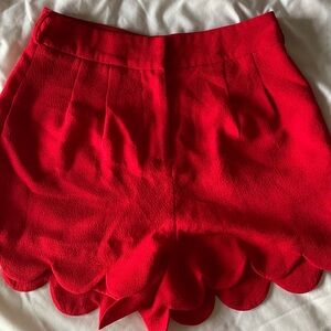 Red Scalloped Shorts Size Small